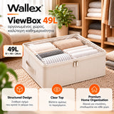 Wallex ViewBox® 49L – Premium Fabric Storage Box for Clothes & Duvets with Transparent Top Window & Reinforced Metal Frame | White | 51x40x24cm