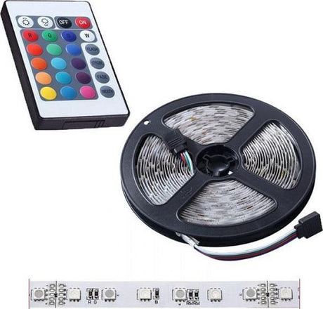 Αδιάβροχη αυτοκόλλητη ταινία LED RGBW / 5050 SMD / 5m με λευκό φωτισμό τηλεκοντρόλ και τροφοδοτικό - IM7388 - wox.gr