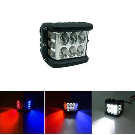 AutoMotox - Αδιάβροχος προβολέας αυτοκινήτου με 6 LED 36W και επιλογή φωτισμού σε λευκό, κόκκινο ή μπλε φωτισμό - AMX54228 - wox.gr