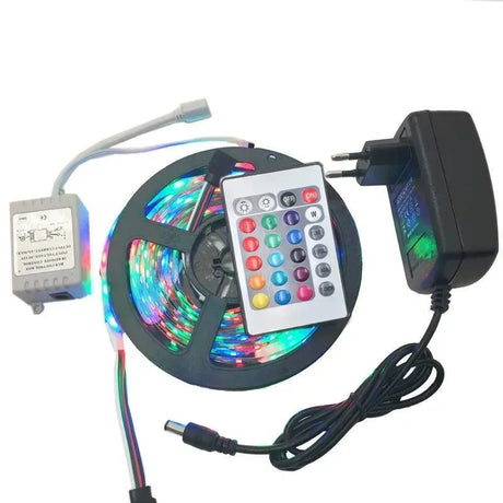 CasaLux - Αδιάβροχη αυτοκόλλητη ταινία LED RGB / 3528 SMD / 5m με χειριστήριο και τροφοδοτικό - CL24947 - wox.gr