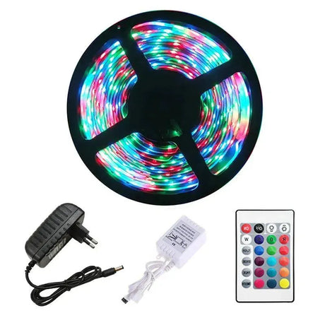 CasaLux - Αδιάβροχη αυτοκόλλητη ταινία LED RGB / 3528 SMD / 5m με χειριστήριο και τροφοδοτικό - CL24947 - wox.gr