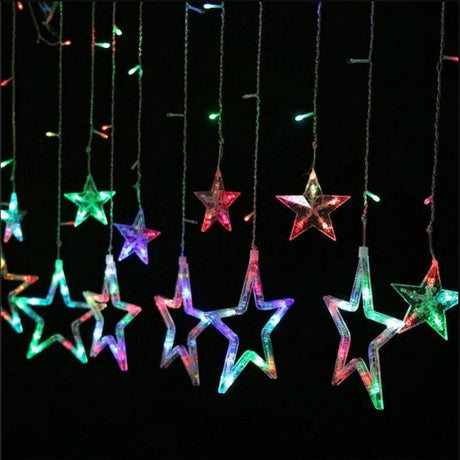 CasaLux - Χριστουγεννιάτικη Κουρτίνα 2.5 μέτρων με αστέρια και Πολύχρωμο Φωτισμό - CL54131 - wox.gr