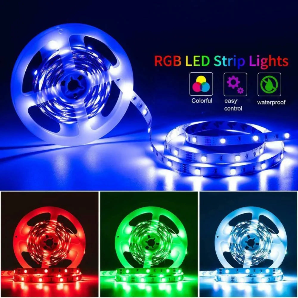 Ταινία LED RGB 5m με Τηλεχειριστήριο και Τροφοδοτικό Τύπου SMD5050 - wox.gr