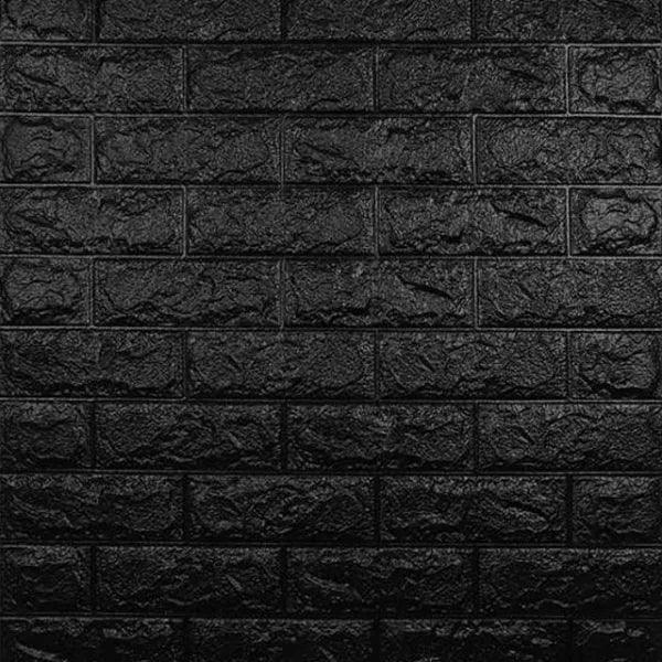 Τρισδιάστατα Αυτοκόλλητα Τοίχου – Ανάγλυφη Ταπετσαρία Τούβλο 75cm x 70cm μαύρο βιομηχανικό – 3D Foam Wall Sticker GL-55332 - wox.gr